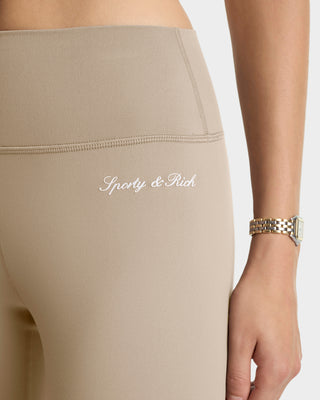 Signature Logo Legging - Hazelnut/White