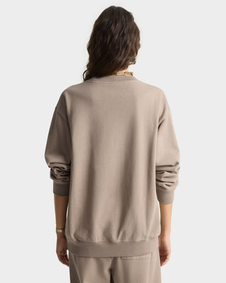 Signature Logo Embroidered Crewneck - Hazelnut/White