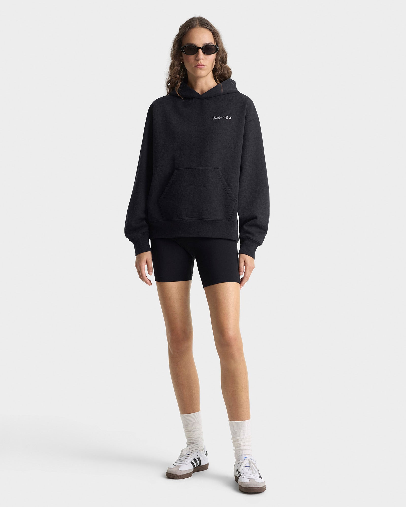 Signature Logo Embroidered Hoodie - Black/White – Sporty & Rich