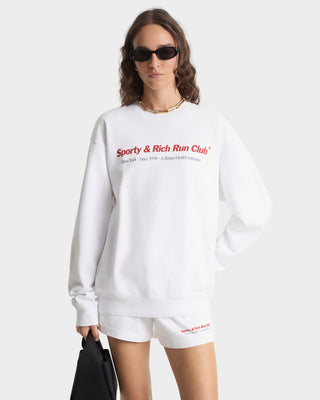 Run Club Crewneck - White/Ruby