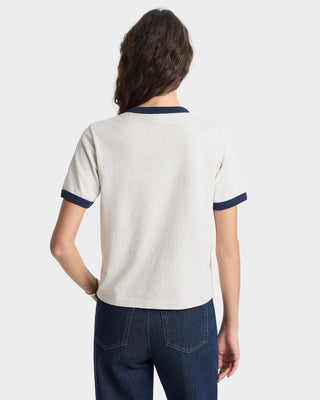 Yale Crest Ringer Tee - Heather Gray/Navy