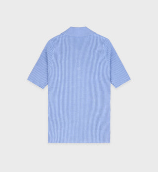 Golf Logo Ribbed Polo - Sky Blue