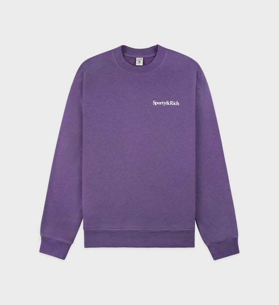 Health Is Wealth Crewneck - Dusty Grape/White