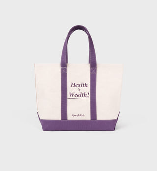 Health Is Wealth Tote Bag - Natural/Dusty Grape