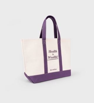 Health Is Wealth Tote Bag - Natural/Dusty Grape