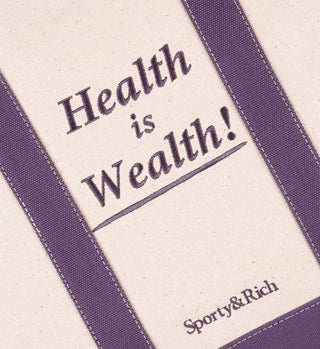 Health Is Wealth Tote Bag - Natural/Dusty Grape