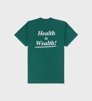 Health Is Wealth T-Shirt - Alpine/White