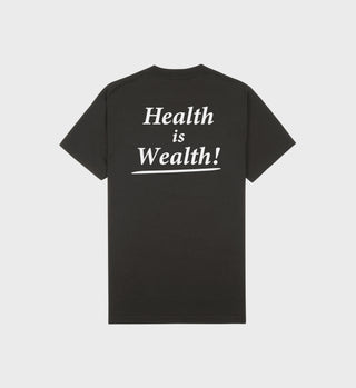 T-Shirt Health Is Wealth - Noir Décoloré/Blanc