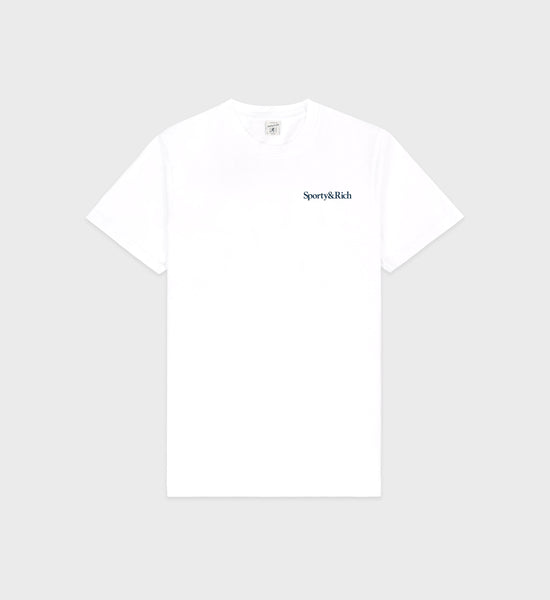 Health Is Wealth T-Shirt - White/Navy/ Fire Red