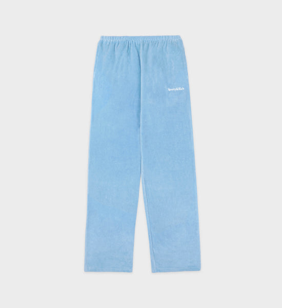 Health Ivy Velour Sweatpant - Sky Blue/White