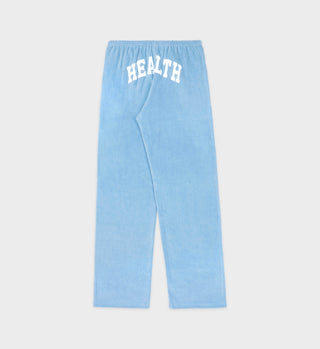 Health Ivy Velour Sweatpant - Sky Blue/White