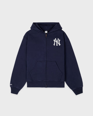Heritage Yankees Serif Zip Hoodie - Navy/White