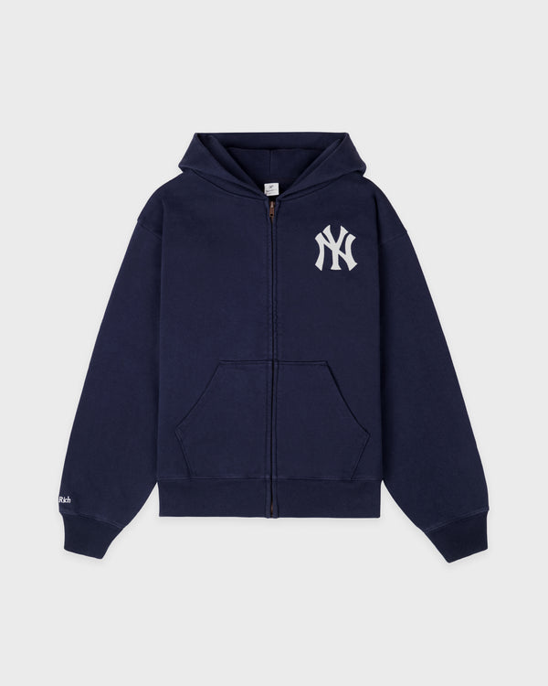 Heritage Yankees Serif Zip Hoodie - Navy/White