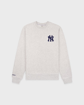 Heritage Yankees Serif Crewneck - Heather Gray/Navy