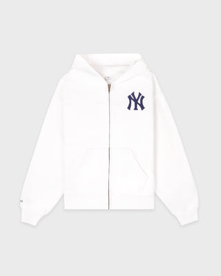 Heritage Yankees Serif Zip Hoodie - White/Navy