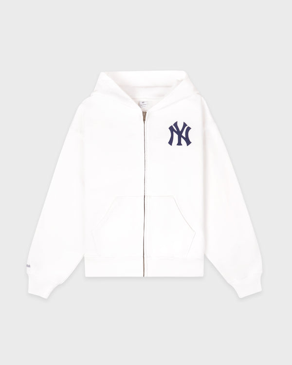 Heritage Yankees Serif Zip Hoodie - White/Navy