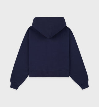 Home Run Cropped Zipped Hoodie - Navy/Sports Red/White