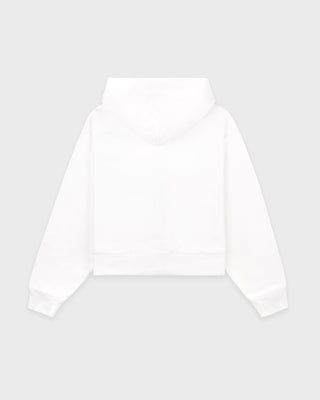 White sweatshirt on a light gray background