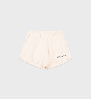 + Sporty & Rich pinstriped recycled-satin shorts