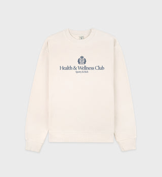 H&W Crest Crewneck - Cream/Navy