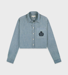 H&W Crest Cropped Shirt - Chambray