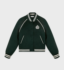 H&W Crest Double Face Varsity Jacket - Forest/White