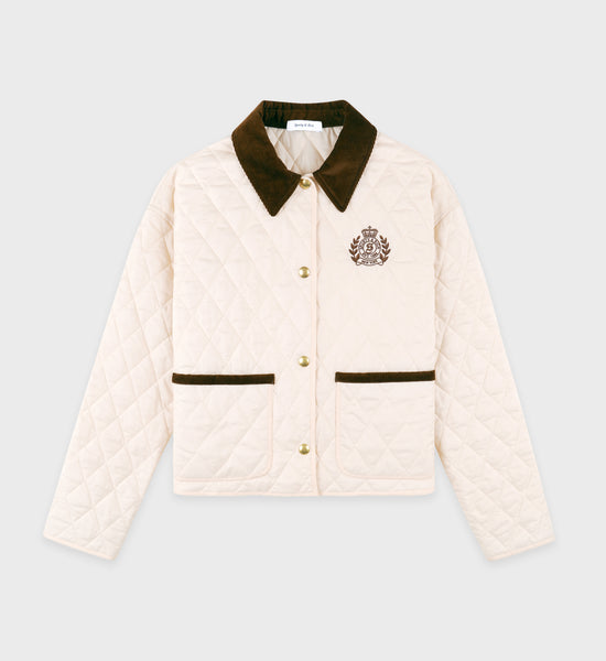 H&W Crest Nylon Cropped Quilted Jacket - Cream – Sporty & Rich