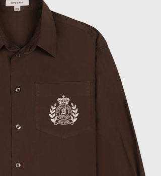 H&W Crest Oversized Shirt - Chocolate/Cream