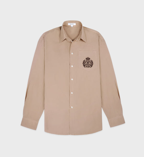 H&W Crest Oversized Shirt - Light tan/Chocolate