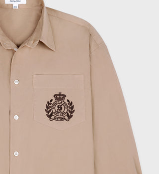 H&W Crest Oversized Shirt - Light tan/Chocolate