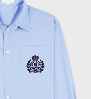 H&W Crest Oversized Shirt - Washed Hydrangea/Navy