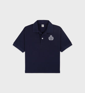 H&W Crest Pique Polo - Navy/White