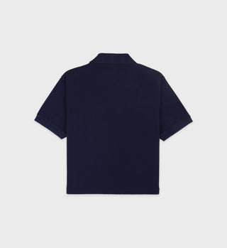 H&W Crest Pique Polo - Navy/White