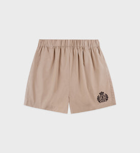 H&W Crest Poplin Short - Light Tan/Chocolate