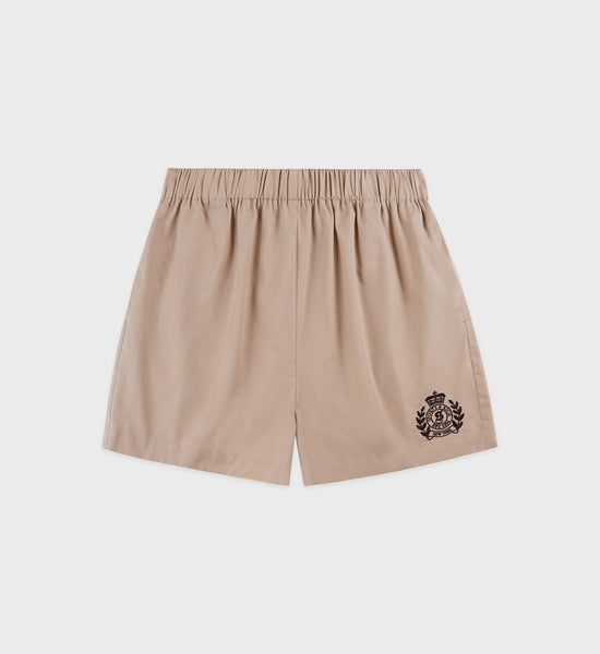 H&W Crest Poplin Short - Light Tan/Chocolate