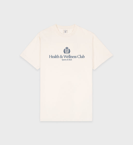 H&W Crest T-Shirt - Cream/Navy