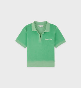 Italic Logo Velour Polo - Verde/White