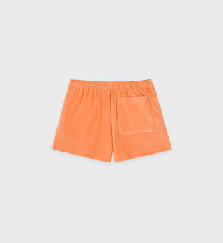 Italic Logo Velour Disco Short - Peach/White