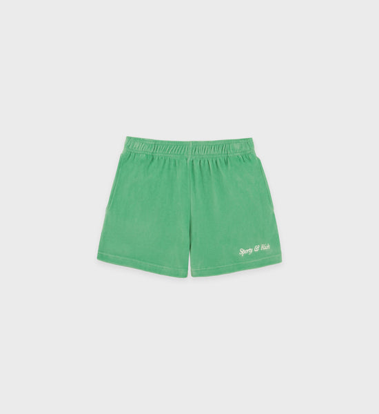 Italic Logo Velour Disco Short - Verde/White