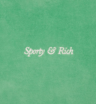 Italic Logo Embroidered V-Neck Tee - Verde/Navy