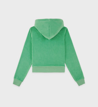 Italic Logo Velour Track Jacket - Verde/White