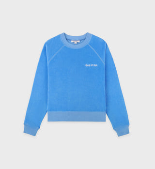 Italic Logo Velour Raglan Sweater - Capri/Navy