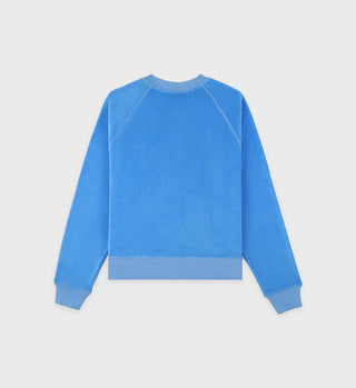 Italic Logo Velour Raglan Sweater - Capri/Navy