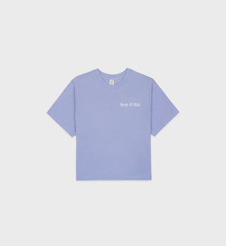 Italic Logo Cropped T-Shirt - Periwinkle/White