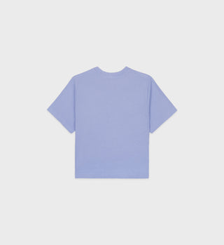 Italic Logo Cropped T-Shirt - Periwinkle/White