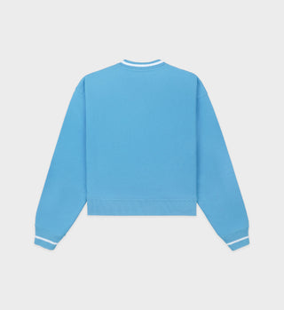 Italic Logo V-Neck Sweater - Malibu Blue/White