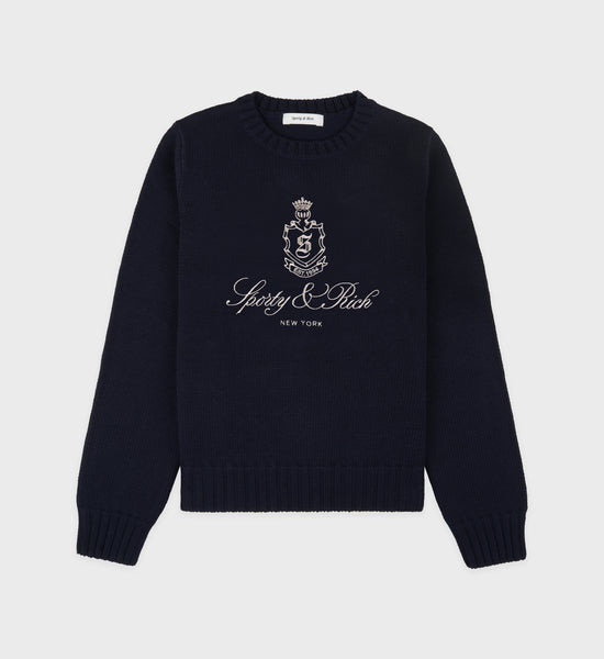 Vendome Knitted Sweater - Navy/Ecru