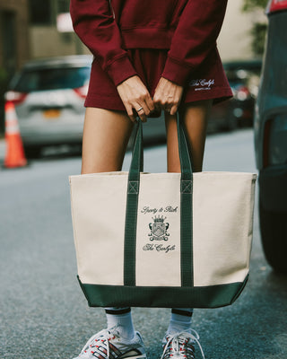 The Carlyle Crest Tote Bag - Natural/Forest