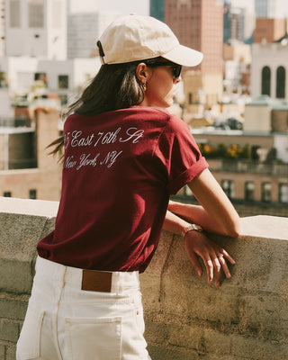 The Carlyle Souvenir T-Shirt - Merlot/White