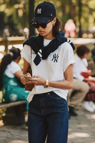 Yankees Serif Wool Hat - Navy/White